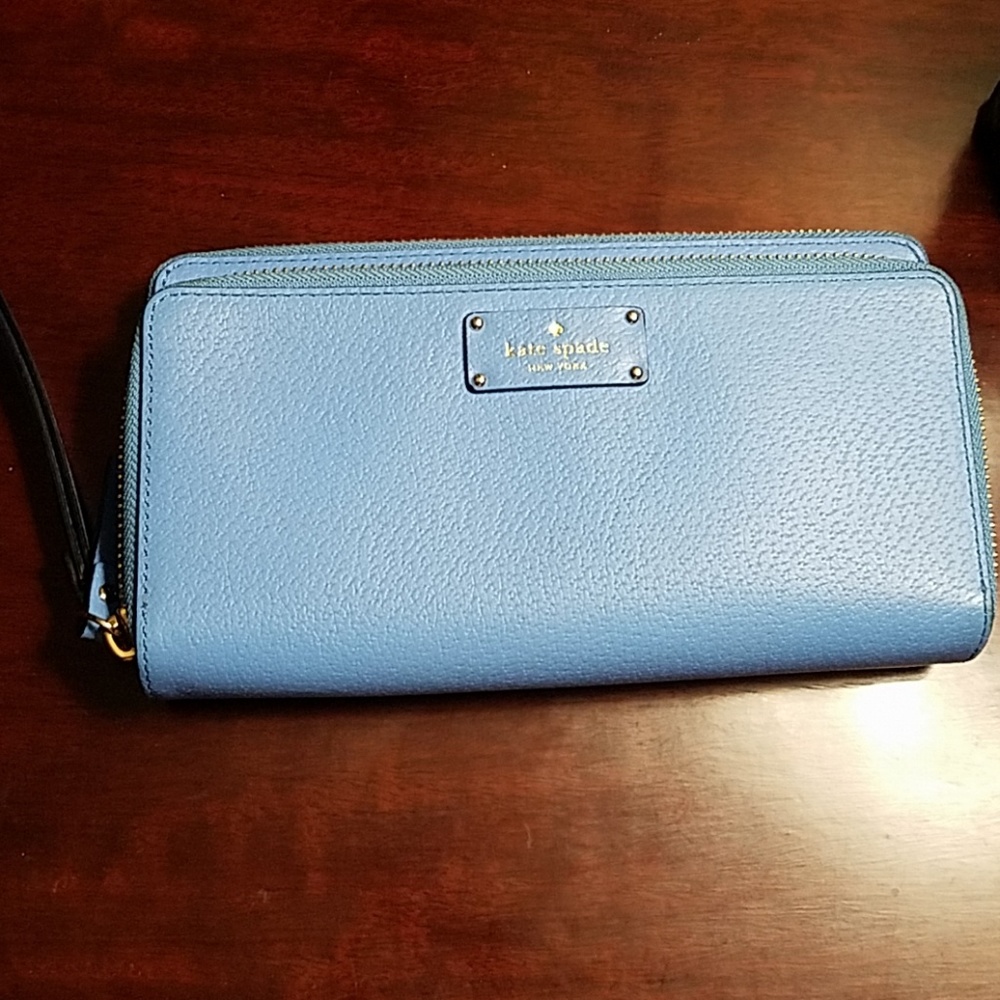 Kate Spade leather sky blue wristlet